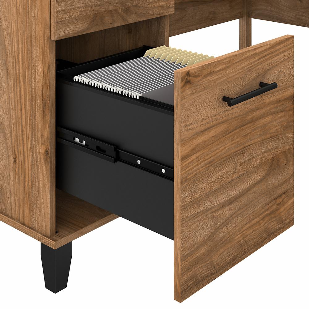 Bush Furniture Somerset 60W L Shaped Desk with Hutch and Lateral File Cabinet, Fresh Walnut. Picture 6