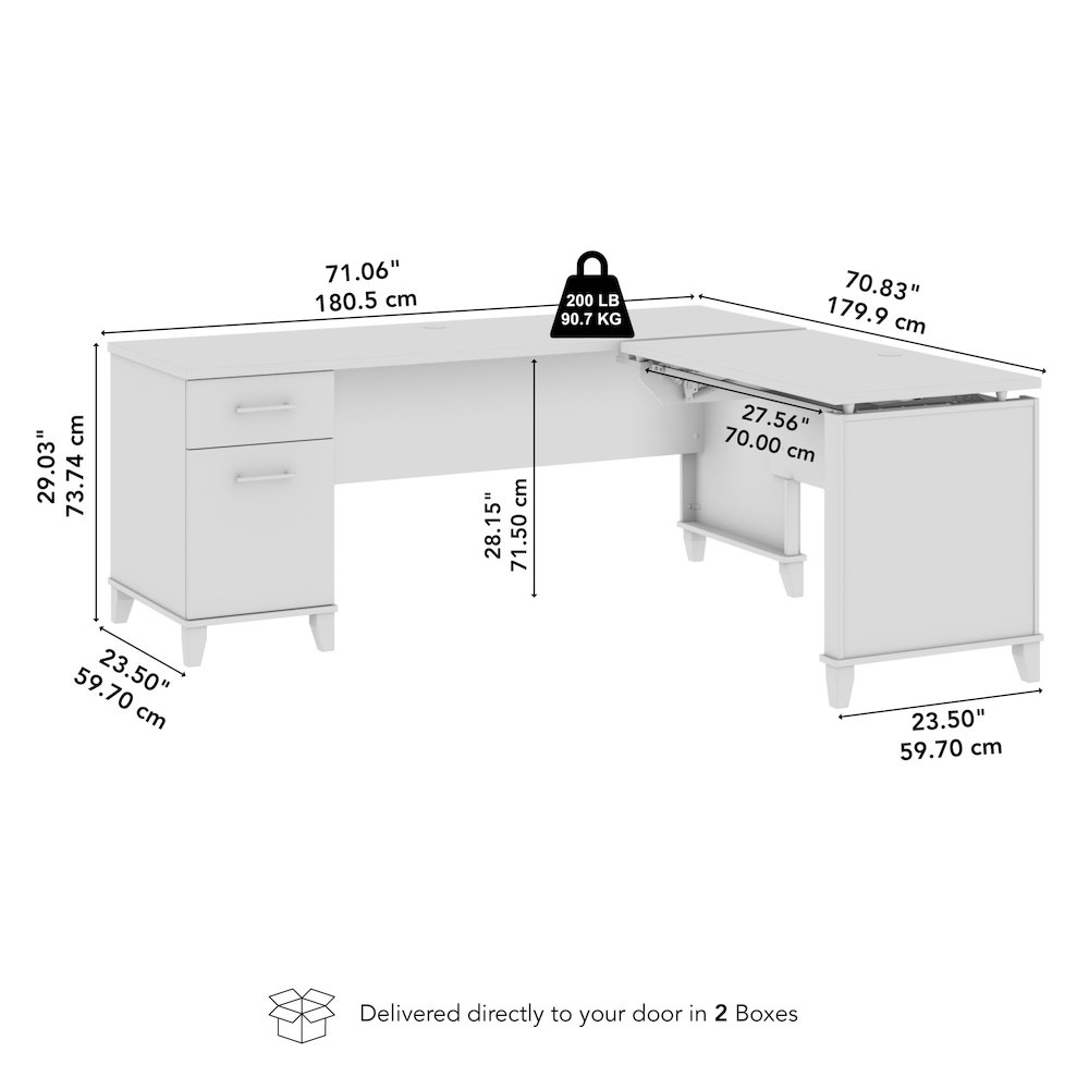 Somerset 72W 3 Position Sit to Stand L Shaped Desk. Picture 7