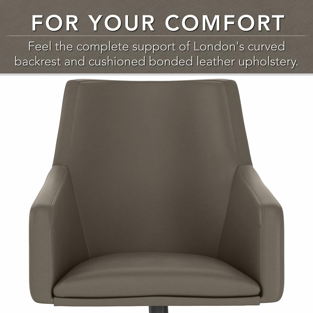 60W L Shaped Desk with Mid Back Leather Box Chair Ash Gray. Picture 3