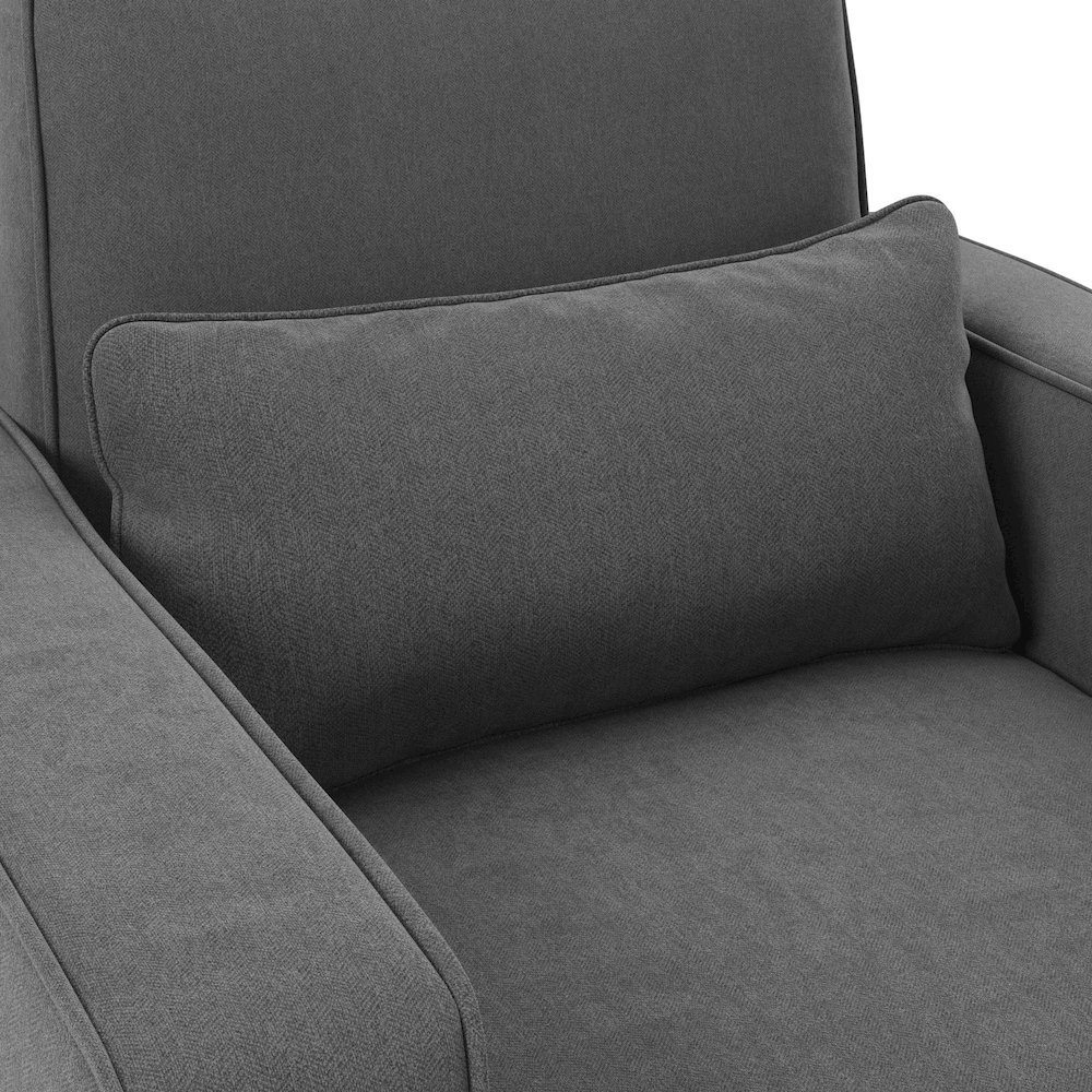 Stockton Accent Chair with Ottoman Set in Charcoal Gray Herringbone. Picture 8