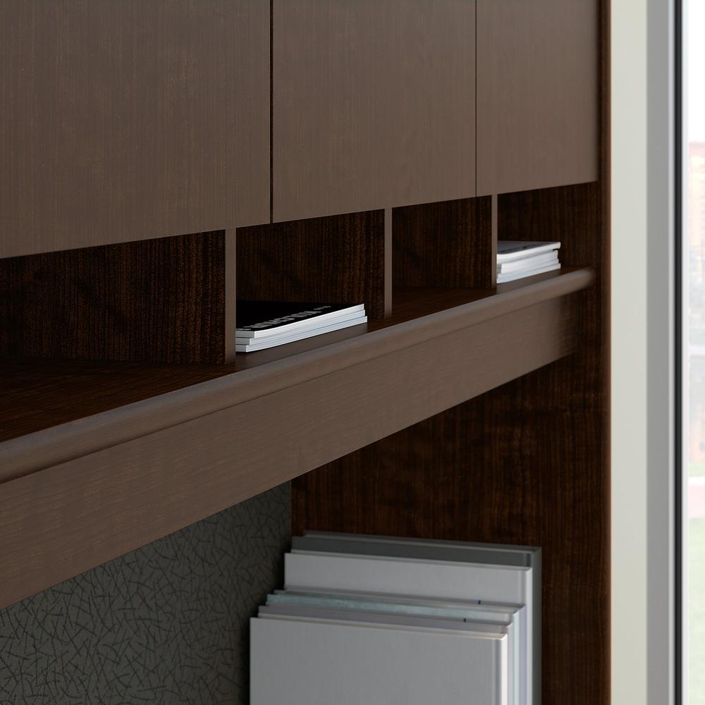 72W L Shaped Desk with Hutch and Mobile File Cabinet in Mocha Cherry. Picture 6