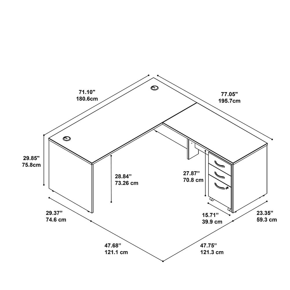 Bush Business Furniture Series C 72W L Shaped Desk with 48W Return and Mobile File Cabinet, Hansen Cherry/Graphite Gray. Picture 6