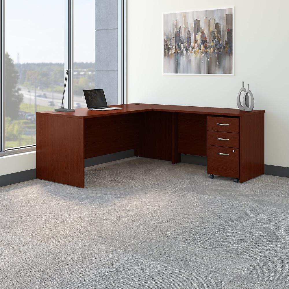 Bush Business Furniture Series C 72W L Shaped Desk with 48W Return and Mobile File Cabinet, Mahogany. Picture 2