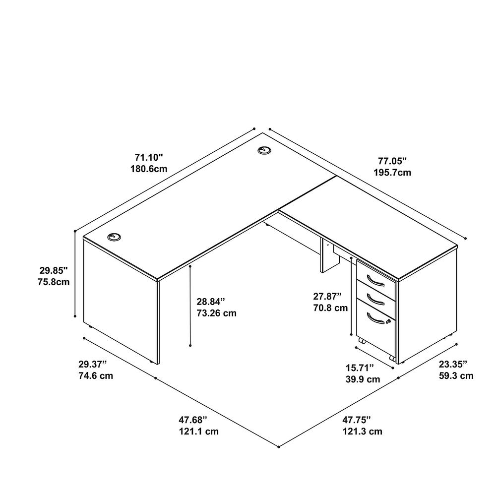 Bush Business Furniture Series C 72W L Shaped Desk with 48W Return and Mobile File Cabinet, Mocha Cherry. Picture 6