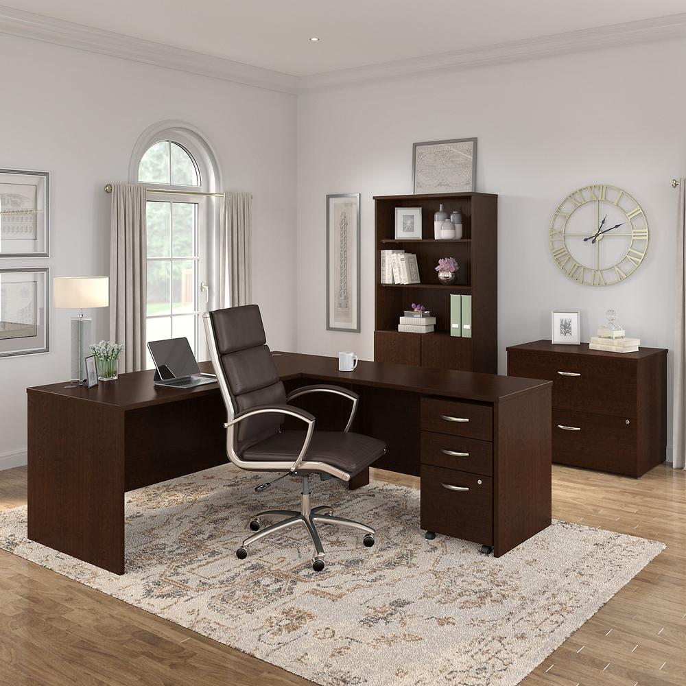 Bush Business Furniture Series C 72W L Shaped Desk with 48W Return and Mobile File Cabinet, Mocha Cherry. Picture 8