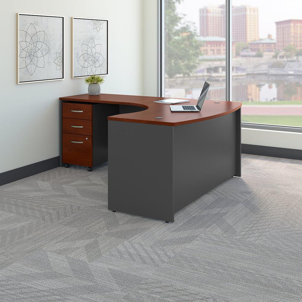 Bush Business Furniture Series C Left Handed L Shaped Desk with Mobile File Cabinet, Hansen Cherry/Graphite Gray. Picture 2