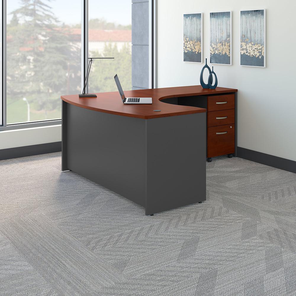 Bush Business Furniture Series C Right Handed L Shaped Desk with Mobile File Cabinet in Hansen Cherry. Picture 2