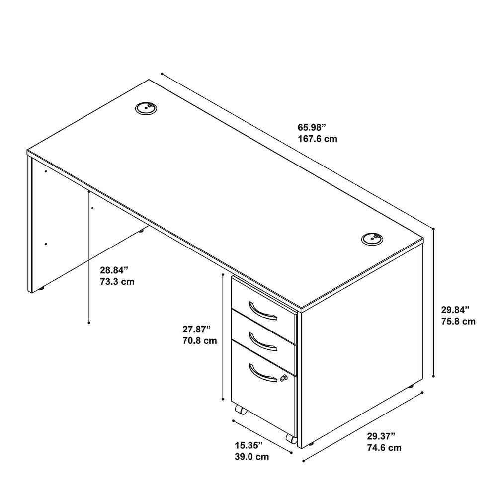 Bush Business Furniture Series C 66W x 30D Office Desk with Mobile File Cabinet, Hansen Cherry. Picture 8