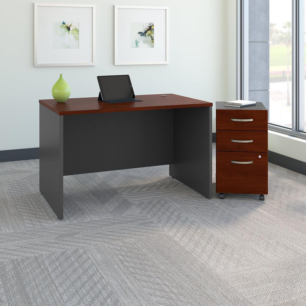 Bush Business Furniture Series C 48W x 30D Office Desk with Mobile File Cabinet, Hansen Cherry. Picture 2