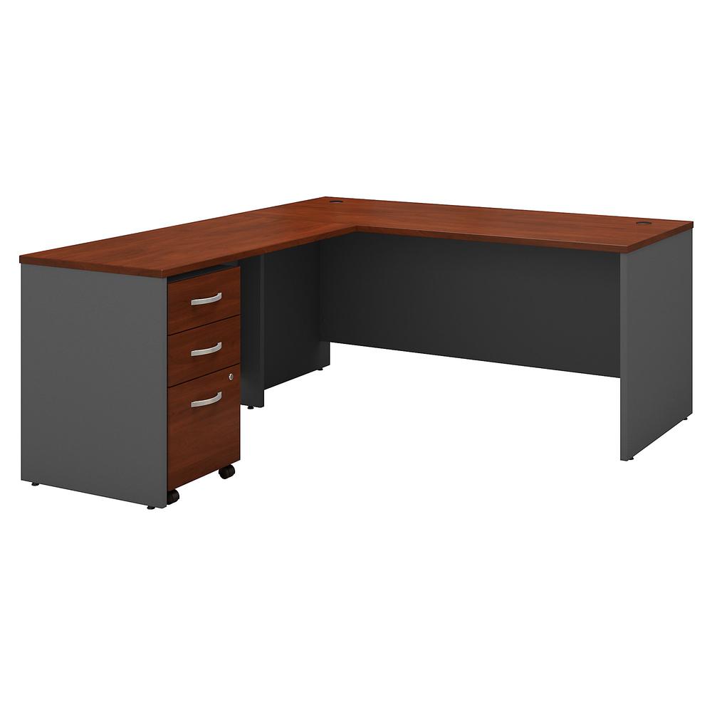 Bush Business Furniture Series C 66W L Shaped Desk with 48W Return and Mobile File Cabinet, Hansen Cherry/Graphite Gray. Picture 1