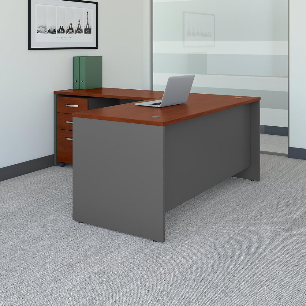 Bush Business Furniture Series C 66W L Shaped Desk with 48W Return and Mobile File Cabinet, Hansen Cherry/Graphite Gray. Picture 2