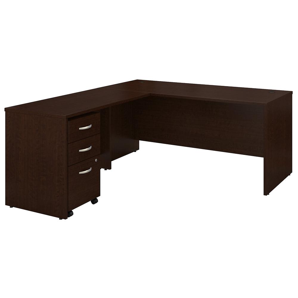 Bush Business Furniture Series C 66W L Shaped Desk with 48W Return and Mobile File Cabinet, Mocha Cherry. Picture 1