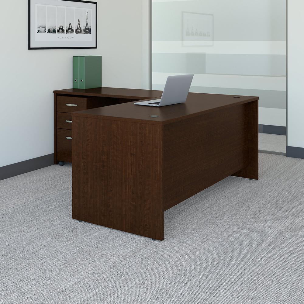 Bush Business Furniture Series C 66W L Shaped Desk with 48W Return and Mobile File Cabinet, Mocha Cherry. Picture 2