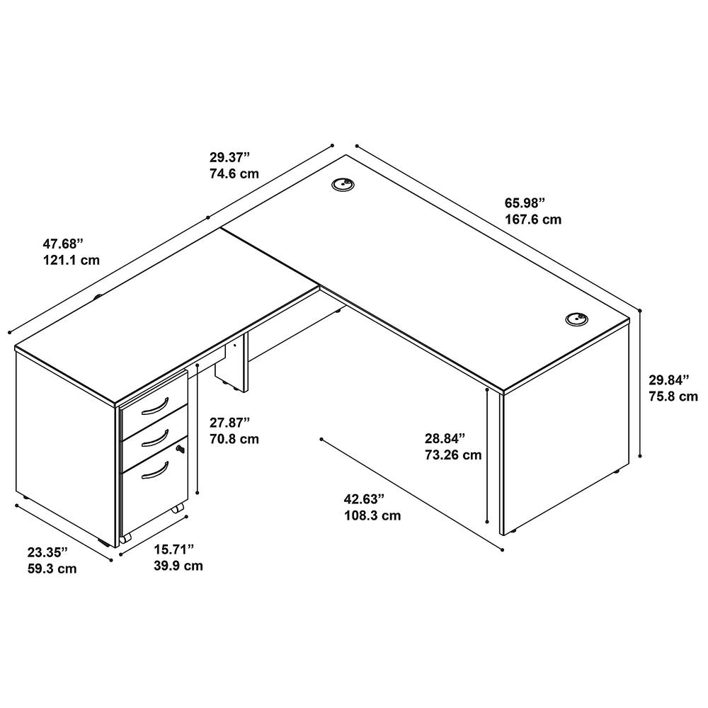 Bush Business Furniture Series C 66W L Shaped Desk with 48W Return and Mobile File Cabinet, Mocha Cherry. Picture 7