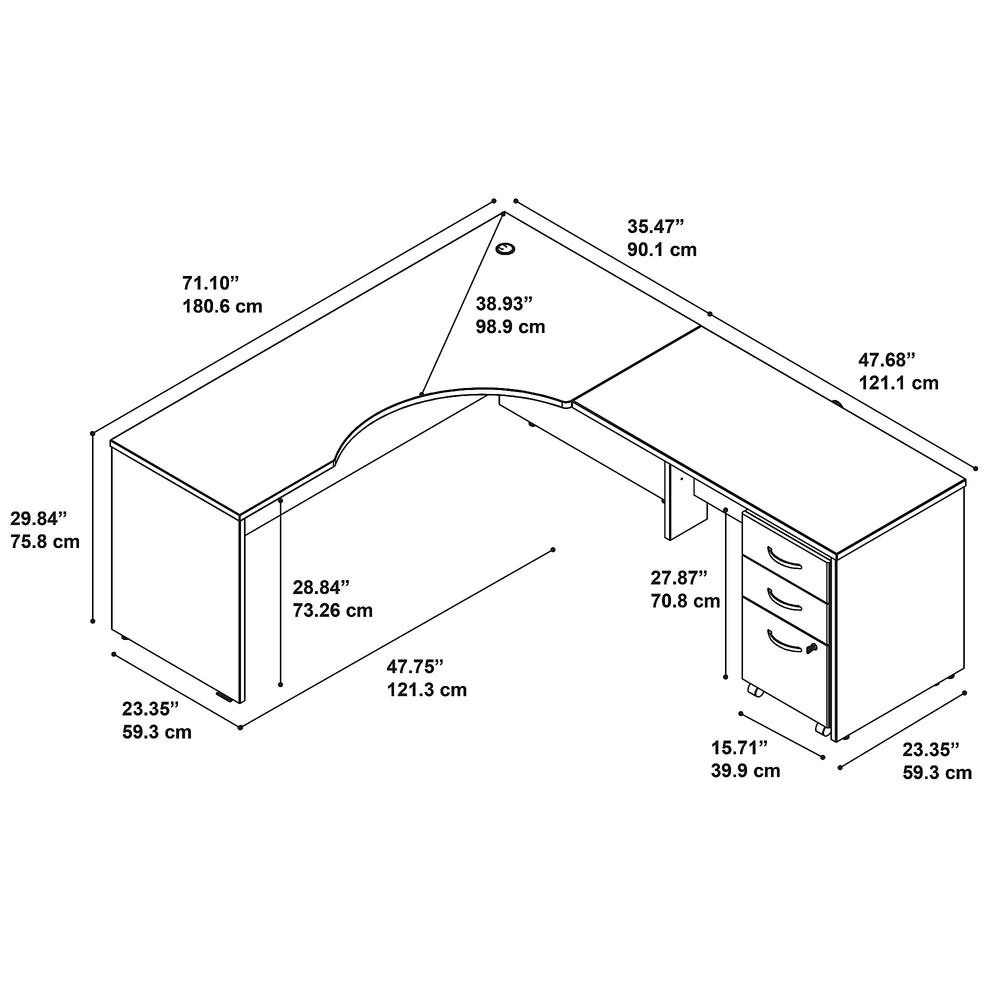 Bush Business Furniture Series C 72W Right Handed Corner Desk with 48W Return and Mobile File Cabinet, Mocha Cherry. Picture 6