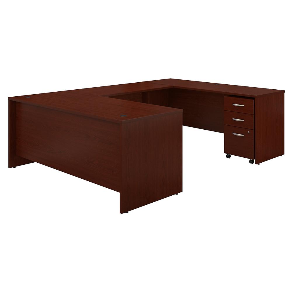 Bush Business Furniture Series C 72W x 30D U Shaped Desk with Mobile File Cabinet in Mahogany. Picture 1