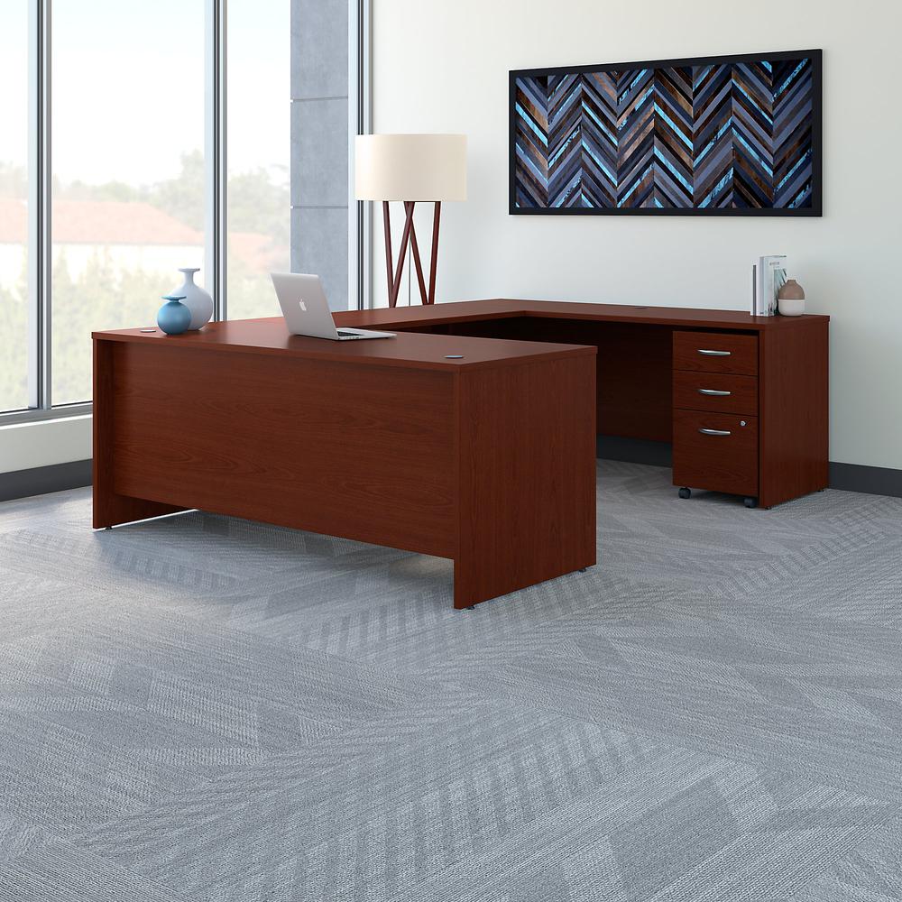 Bush Business Furniture Series C 72W x 30D U Shaped Desk with Mobile File Cabinet in Mahogany. Picture 2