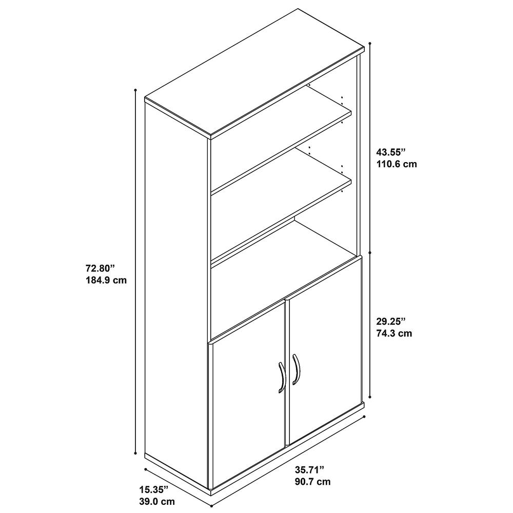 Bush Business Furniture Series C 36W 5 Shelf Bookcase with Doors, Mocha Cherry. Picture 3