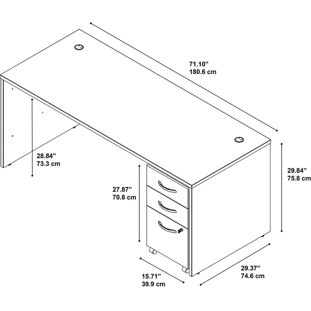 Bush Business Furniture Series C 72W x 30D Office Desk with Mobile File Cabinet. Picture 6