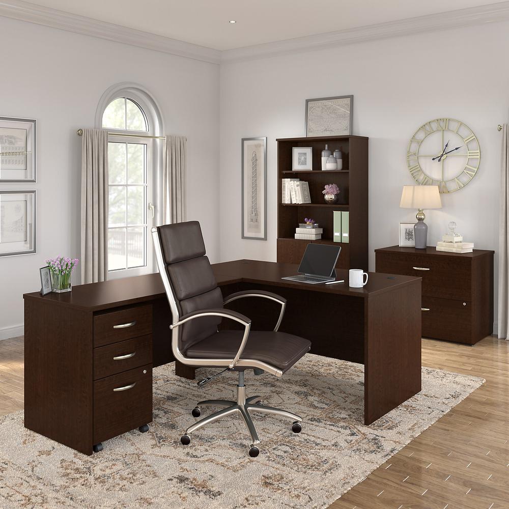 Bush Business Furniture Series C 60W x 30D Office Desk with 3 Drawer Mobile File Cabinet , Mocha Cherry. Picture 8