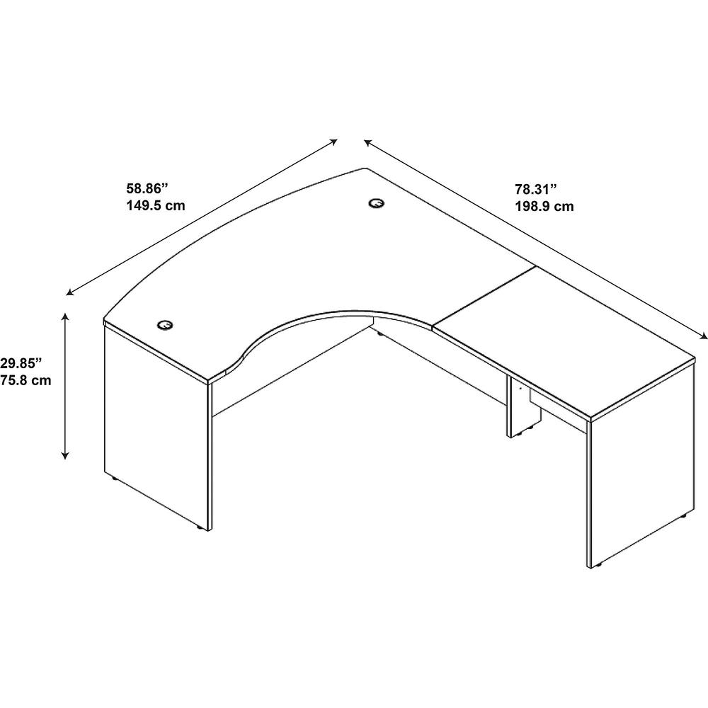 Series C Elite 60W x 43D Right Handed Bow Front L Shaped Desk with 36W Return. Picture 7