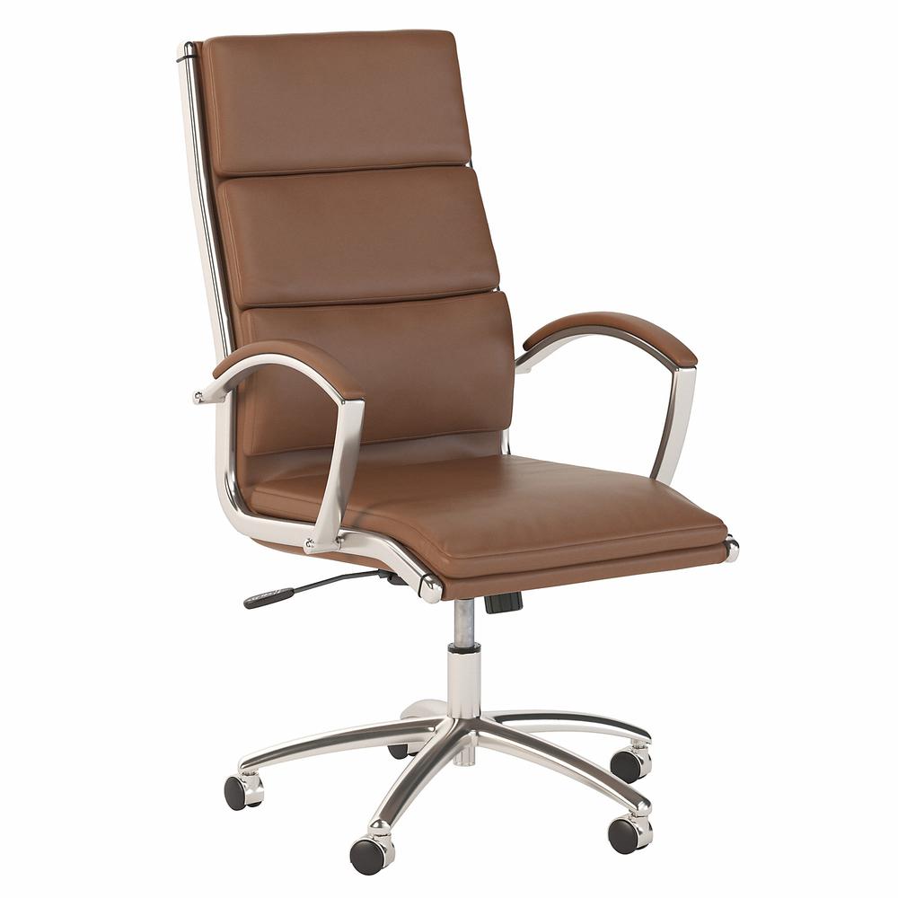 Studio C High Back Leather Executive Office Chair, Saddle Leather. Picture 1
