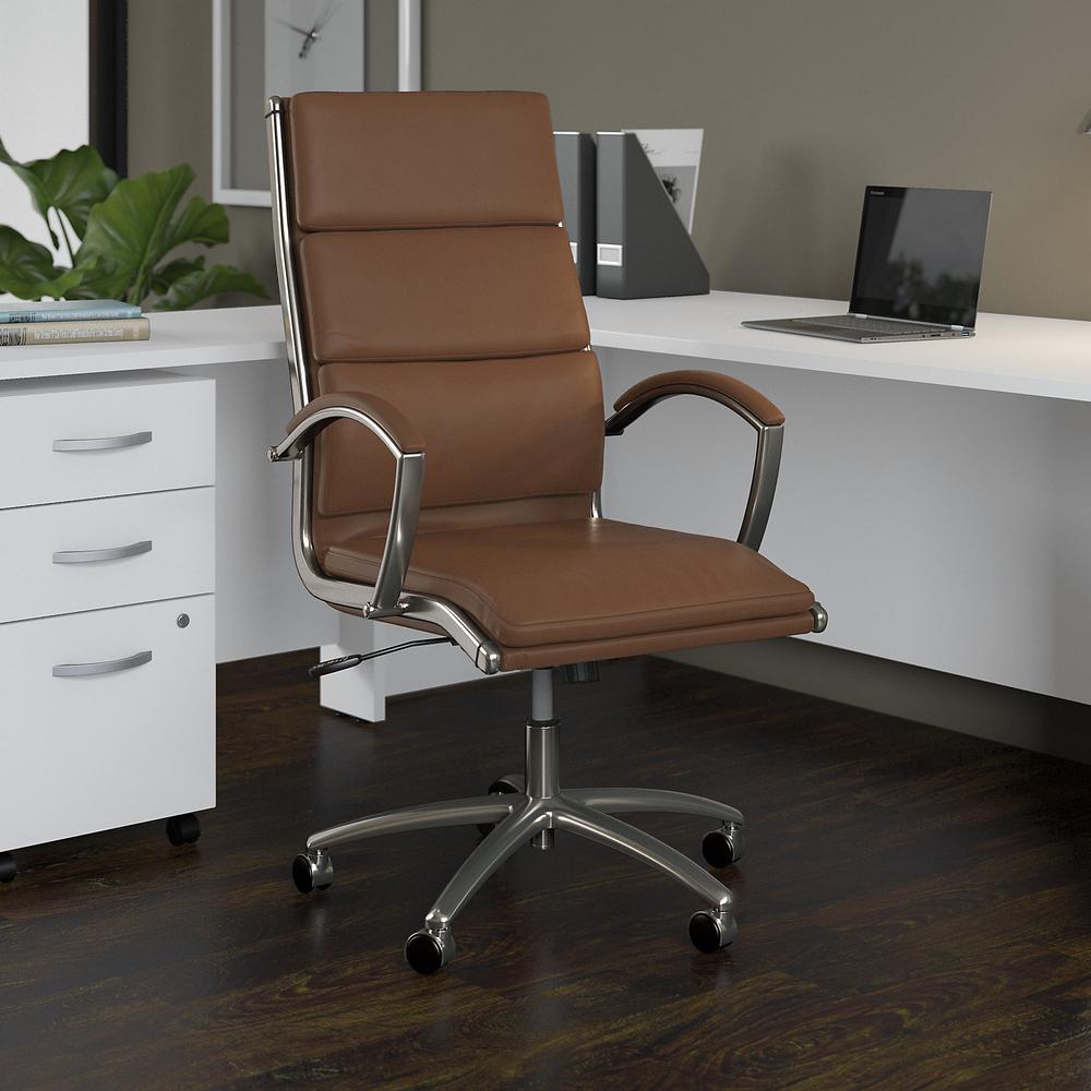 Studio C High Back Leather Executive Office Chair, Saddle Leather. Picture 2