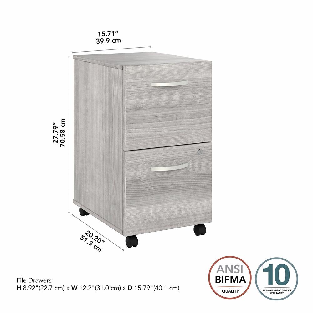 Bush Business Furniture Studio A 2 Drawer Mobile File Cabinet - Assembled, Platinum Gray. Picture 6