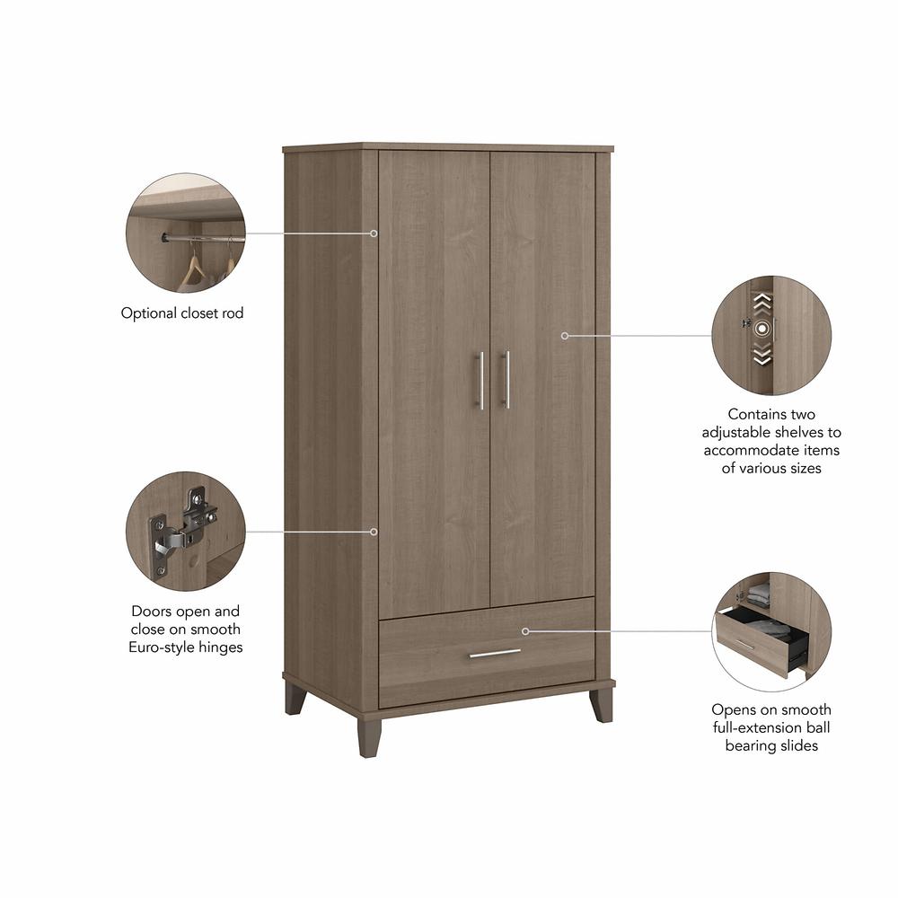 Bush Furniture Somerset Large Armoire Cabinet, Ash Gray. Picture 4