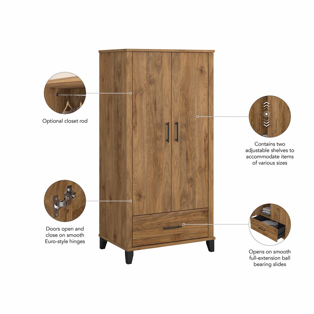 Bush Furniture Somerset Large Armoire Cabinet, Fresh Walnut. Picture 11