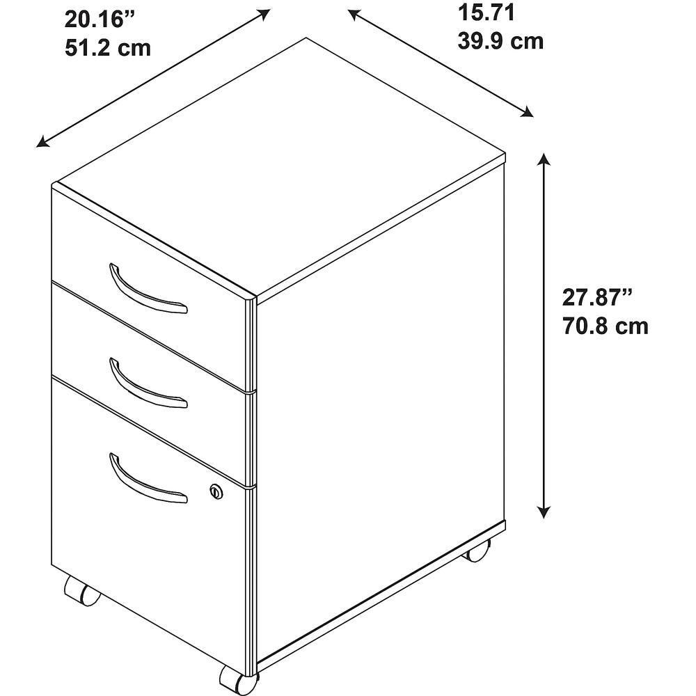 Bush Business Furniture Series C 3 Drawer Mobile File Cabinet - Assembled, Mocha Cherry. Picture 6