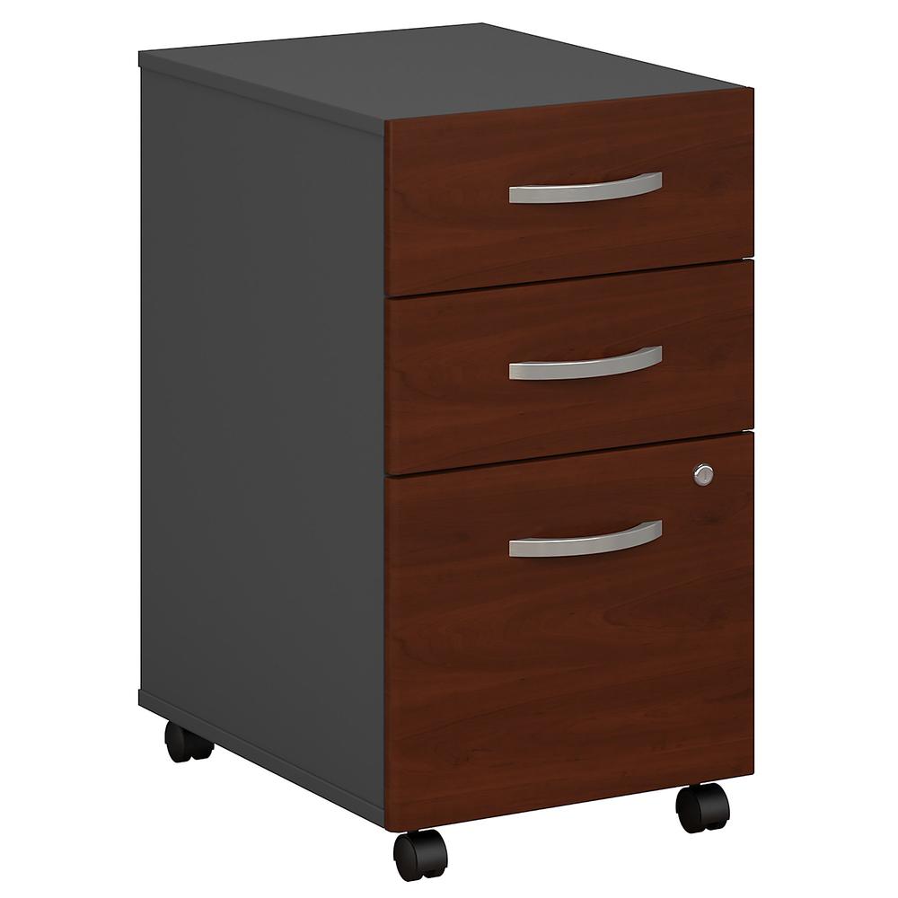 Bush Business Furniture Series C 3 Drawer Mobile File Cabinet, Hansen Cherry/Graphite Gray. Picture 1