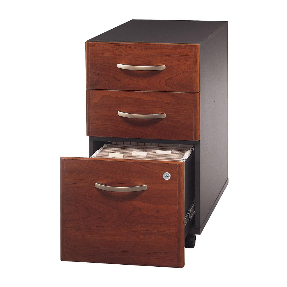 Bush Business Furniture Series C 3 Drawer Mobile File Cabinet, Hansen Cherry/Graphite Gray. Picture 3