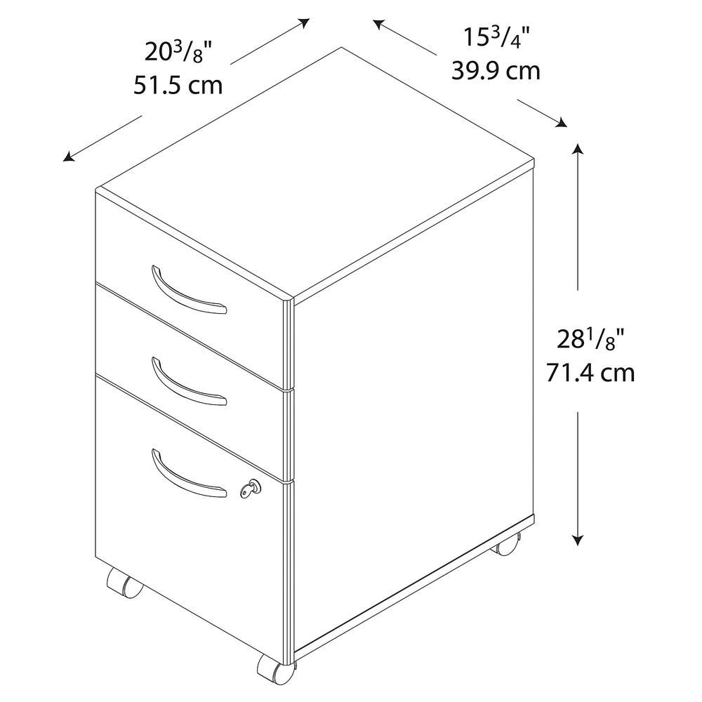 Bush Business Furniture Series C 3 Drawer Mobile File Cabinet, Hansen Cherry/Graphite Gray. Picture 9