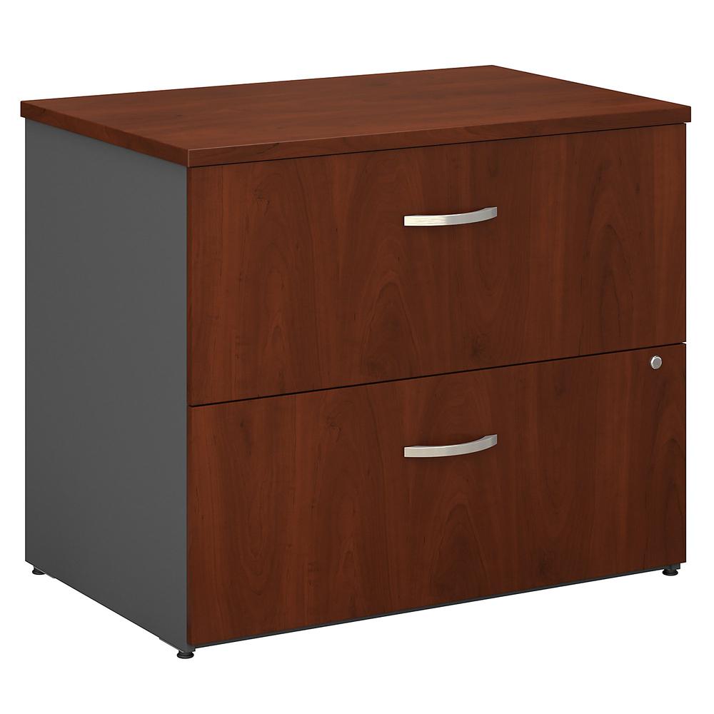 Bush Business Furniture Series C 36W 2 Drawer Lateral File Cabinet, Hansen Cherry/Graphite Gray. Picture 1