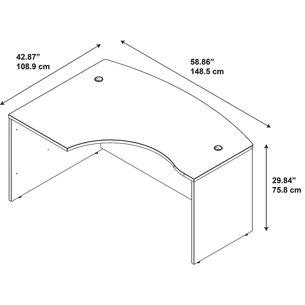Bush Business Furniture Series C 60W x 43D Left Handed L Bow Desk, Hansen Cherry. Picture 5