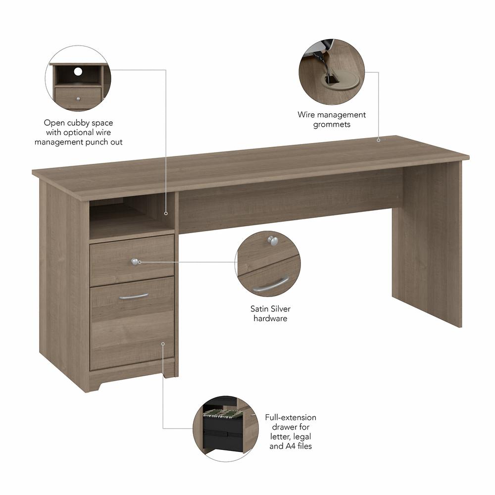 Bush Furniture Cabot 72W Computer Desk with Drawers, Ash Gray. Picture 3