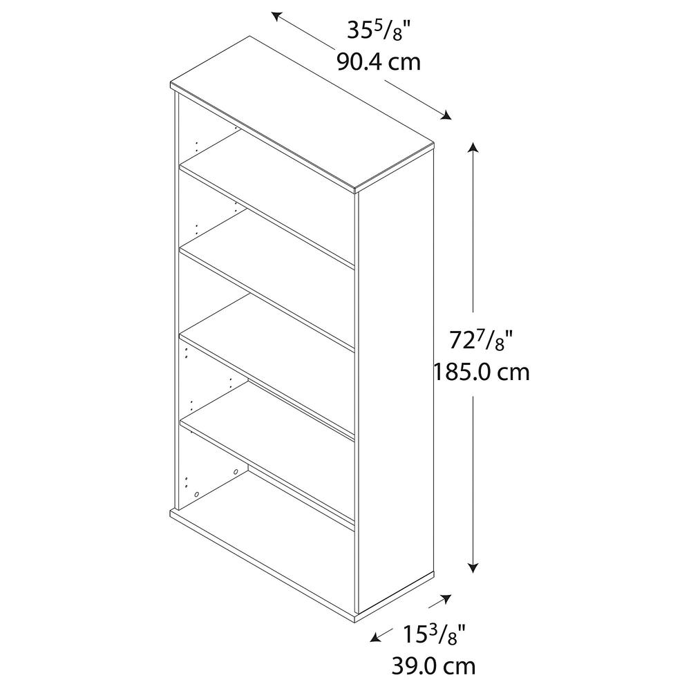 Bush Business Furniture Series C 36W 5 Shelf Bookcase, Mahogany. Picture 3