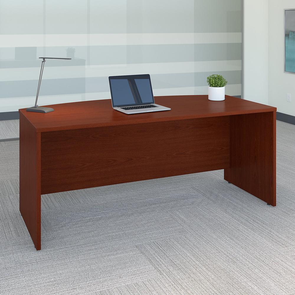 Bush Business Furniture Series C 72W x 36D Bow Front Desk, Mahogany. Picture 2