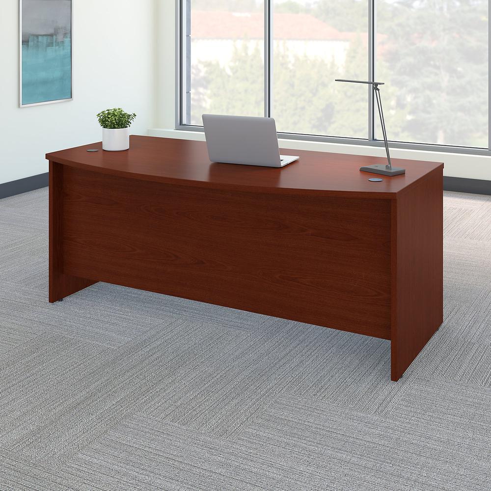 Bush Business Furniture Series C 72W x 36D Bow Front Desk, Mahogany. Picture 3