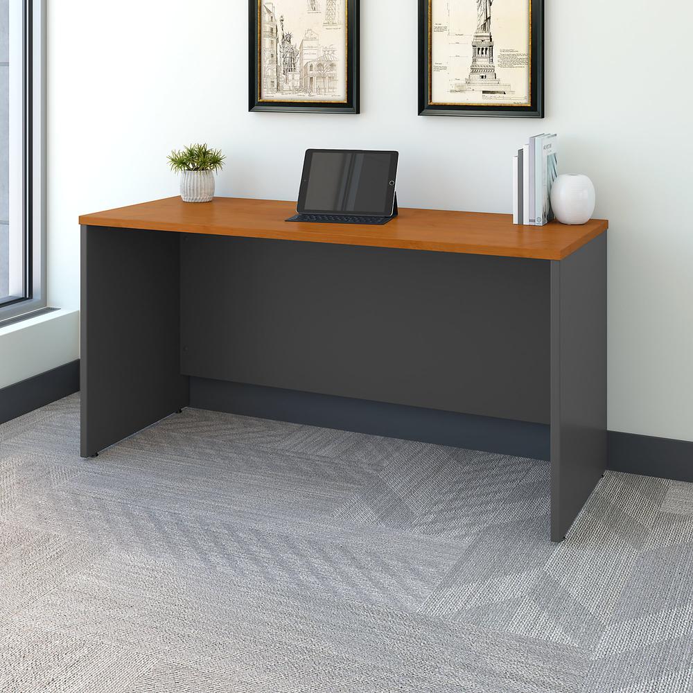 Bush Business Furniture Series C 60W x 24D Credenza Desk, Natural Cherry/Graphite Gray. Picture 2