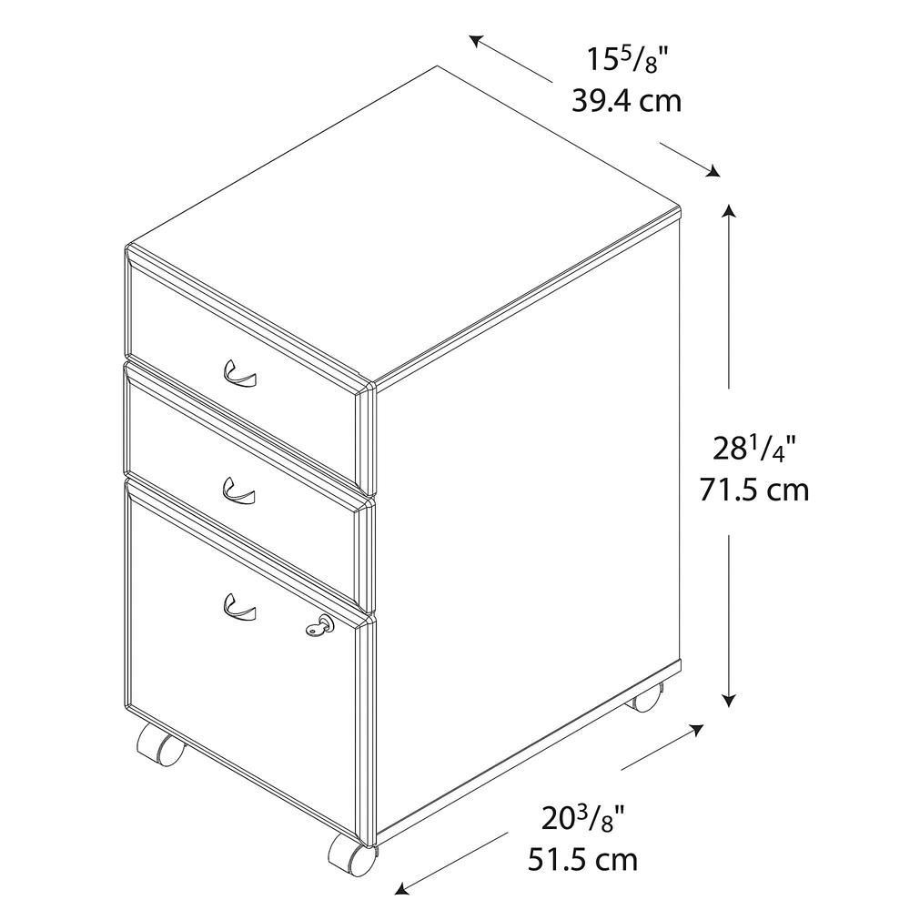 Bush Business Furniture Series A 3 Drawer Mobile File Cabinet in Slate and White Spectrum. Picture 6