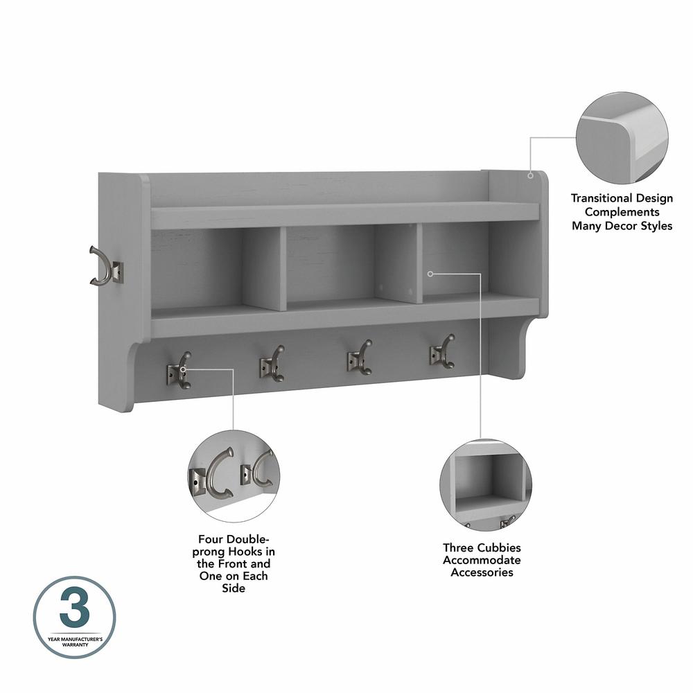 Woodland 40W Shoe Storage Bench with Doors and Wall Mounted Coat Rack. Picture 3