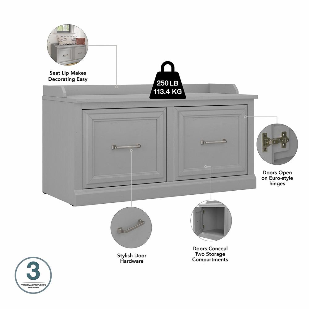 Woodland 40W Shoe Storage Bench with Doors and Wall Mounted Coat Rack. Picture 4