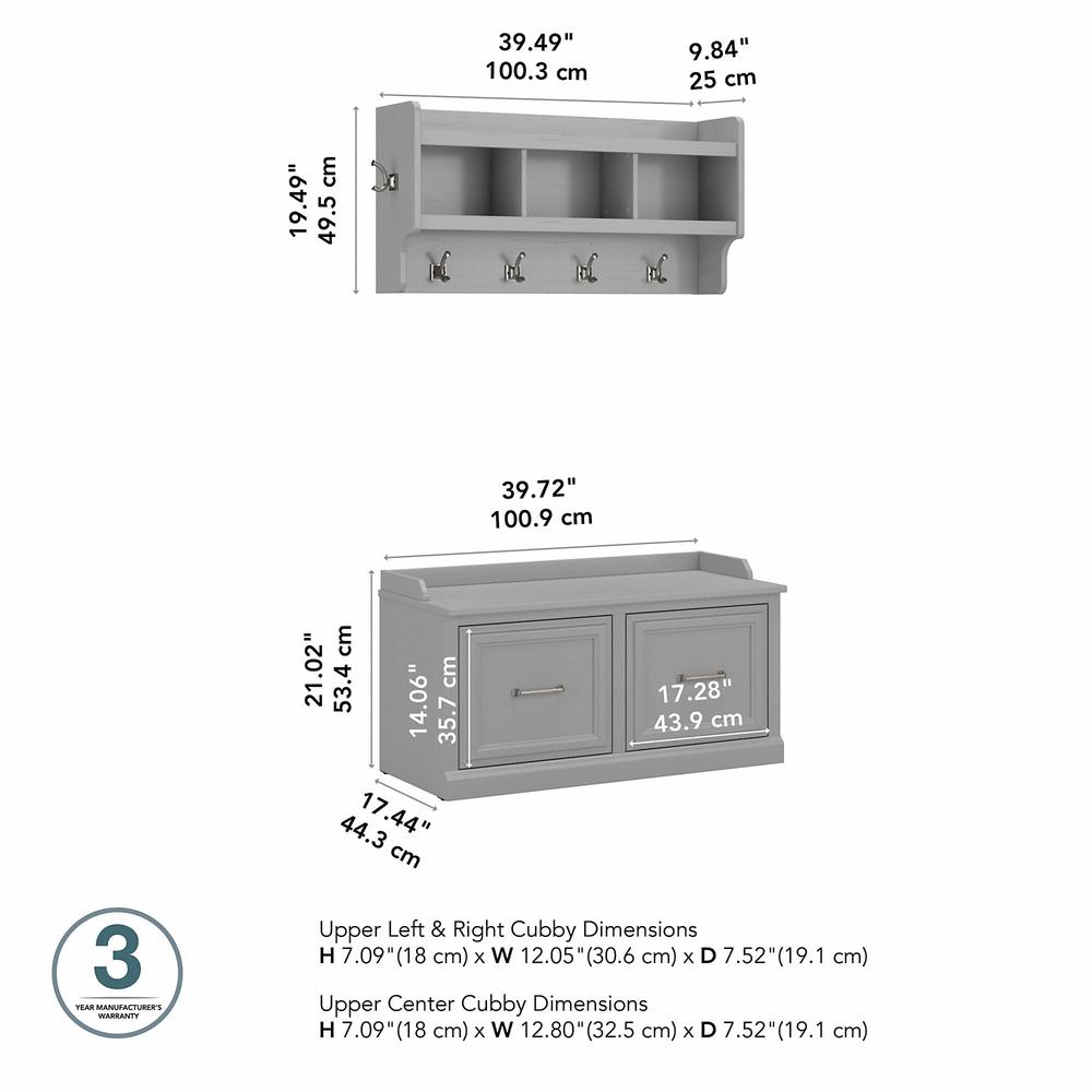 Woodland 40W Shoe Storage Bench with Doors and Wall Mounted Coat Rack. Picture 5