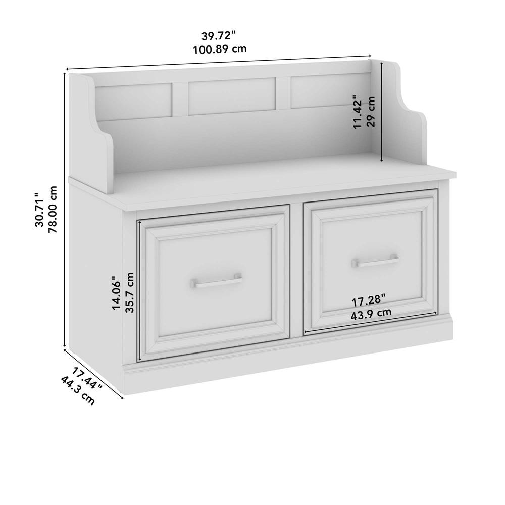 Woodland 40W Entryway Bench with Doors in White Washed Maple. Picture 4