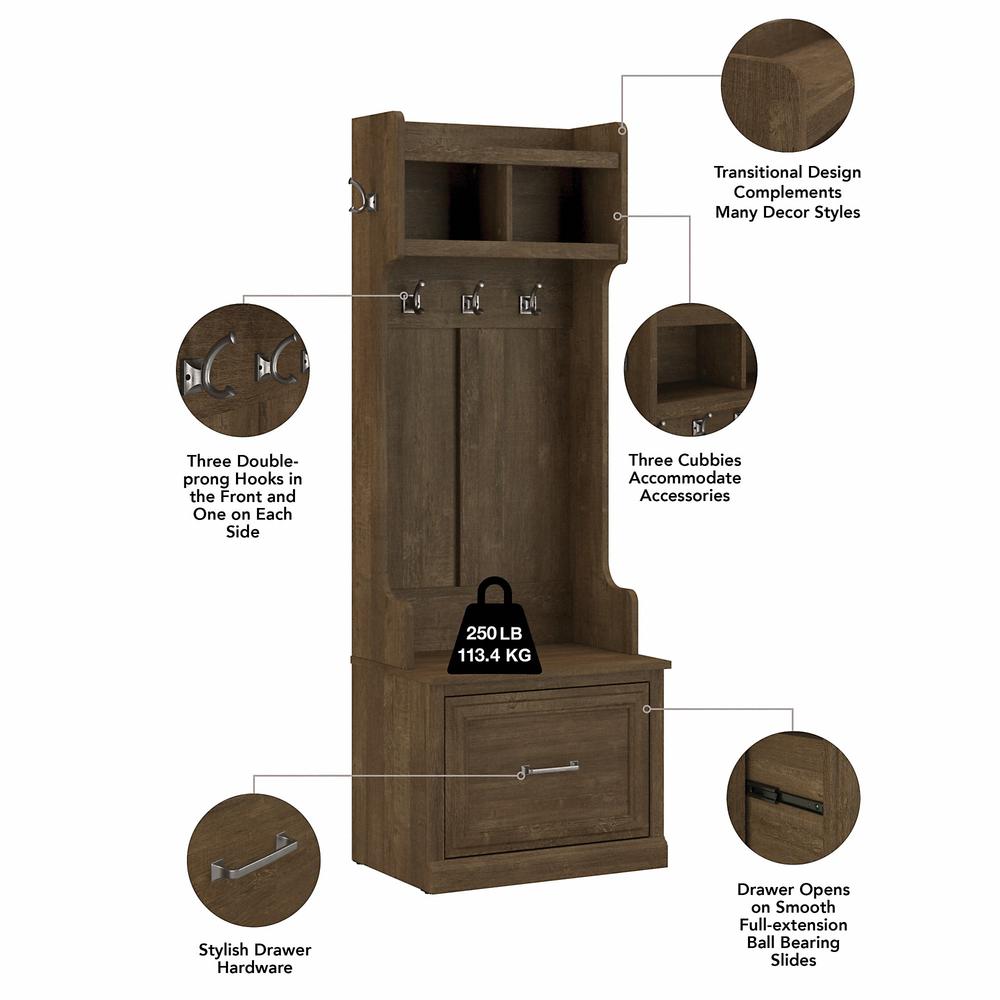 Woodland Entryway Storage Set with Hall Trees and Shoe Bench with Drawers. Picture 3