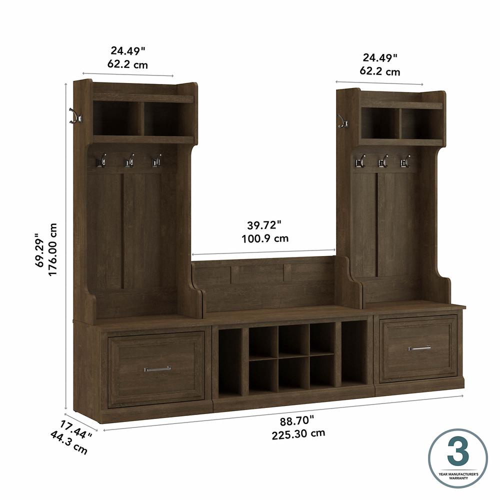 Woodland Entryway Storage Set with Hall Trees and Shoe Bench with Drawers. Picture 5