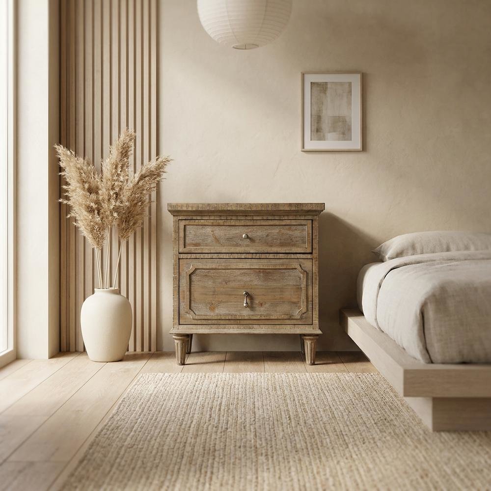Sandstone Buff Nightstand with Rustic Casual Design and Durable Construction. Picture 2