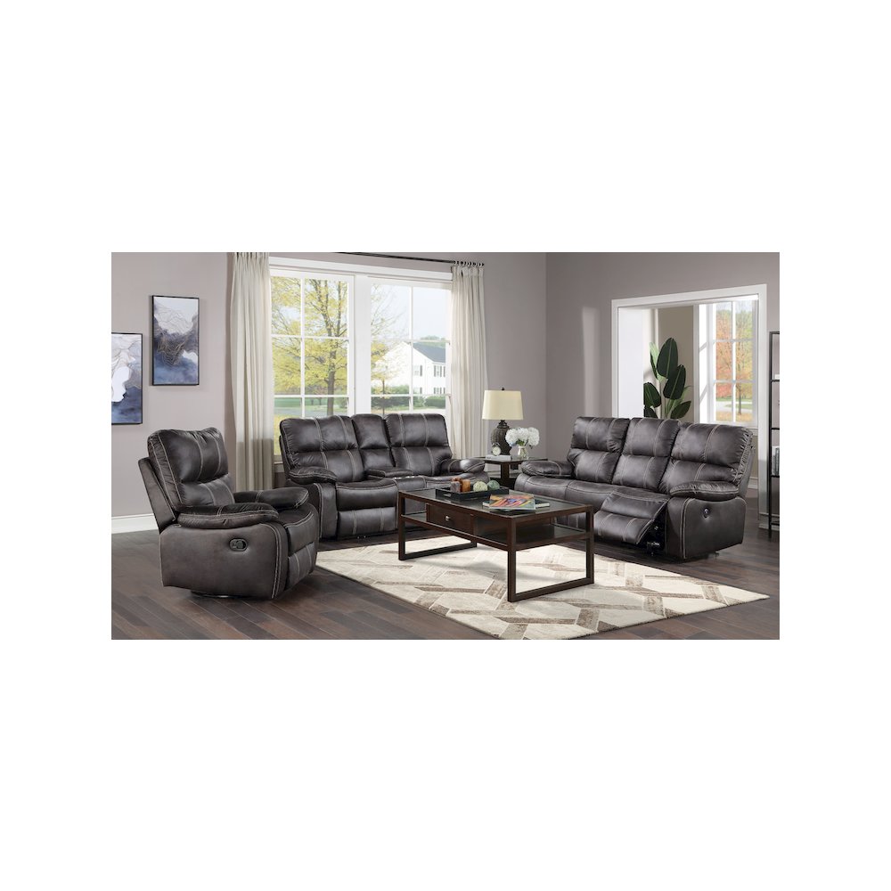 Hooper Dark Graphite and  Power Reclining Loveseat with Dual Recliners. Picture 2